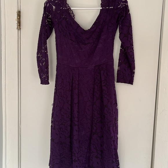 Purple lace off shoulder cocktail dress - Picture 3 of 3